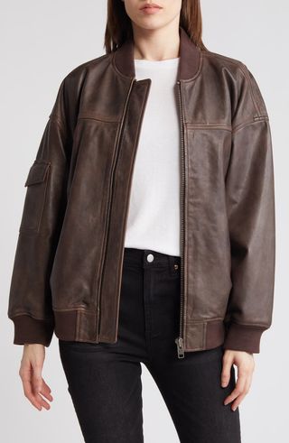 Leather Bomber Jacket