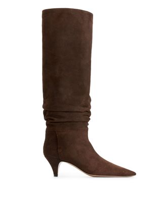 Slouchy Suede Boots - Dark Brown - Arket Gb