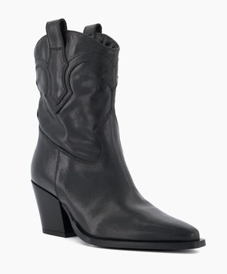 Dune, Ponty Black Leather Western Boots