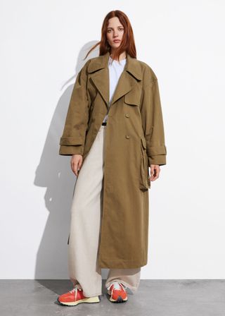 Flap-Pocket Trench Coat