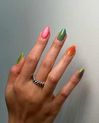 Colourful aura nails