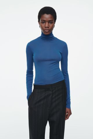 Merino Wool Turtleneck Top