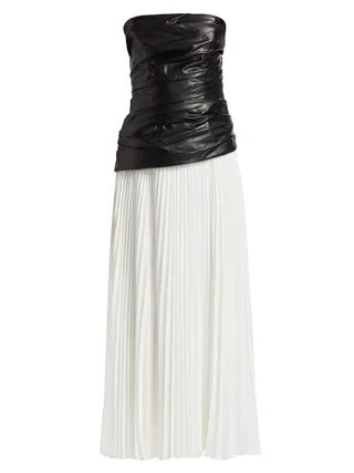 Simkhai, Arie Faux Leather & Satin Strapless Bustier Dress