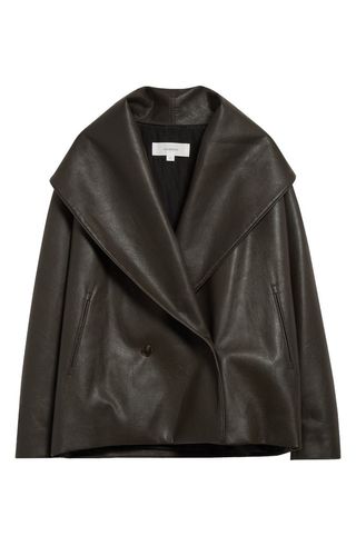 Shawl Collar Faux Leather Jacket