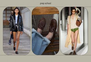 a collage of runway and influencer images featuring the top fall 2024 shoe trends