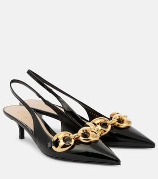 Marina Chain Patent Leather Slingback Pumps