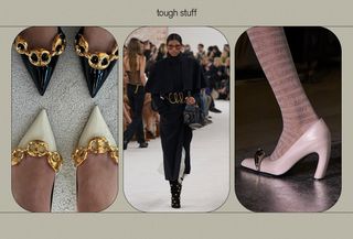 a collage of runway and influencer images featuring the top fall 2024 shoe trends