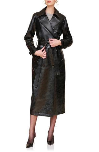 Faux Leather Trench Coat