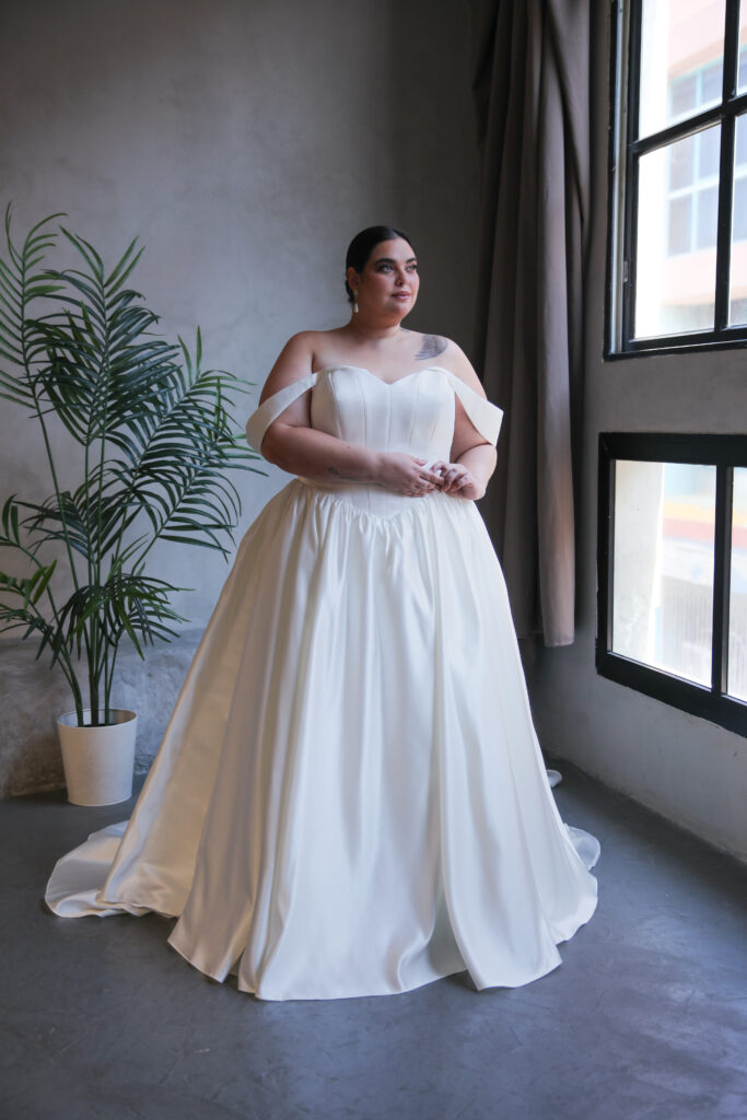 Plus size bridal dress Studio Leavana Feather Kissed Collection