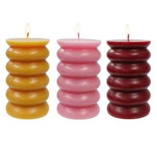 Better Homes & Gardens Unscented Pillar Candles, 3-Pack, 3x5 Inches, Orange, Pink, Red