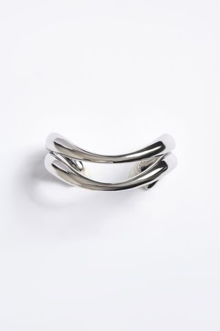 Source Unknown, Flat Drop Cuff Bracelet, Silver