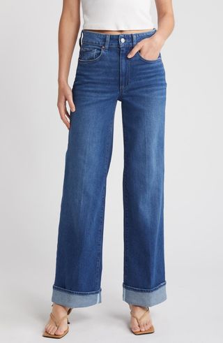 Sasha Stretch Denim Cuff Wide Leg Jeans