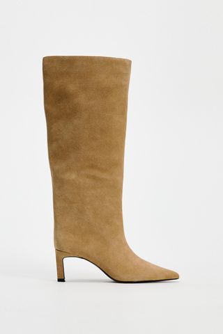 Heeled Suede Knee High Boots