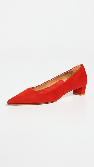 Judi Kid Suede Leather Red Pumps