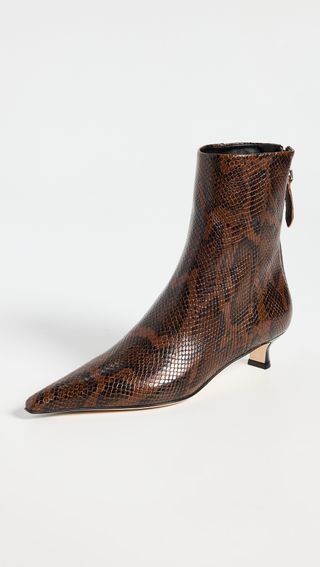 Zoe Snake Print Calf Leather Moka Booties