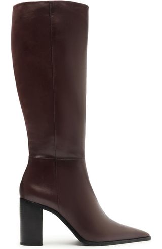 Mikki Up Block Pointed Toe Knee High Boot