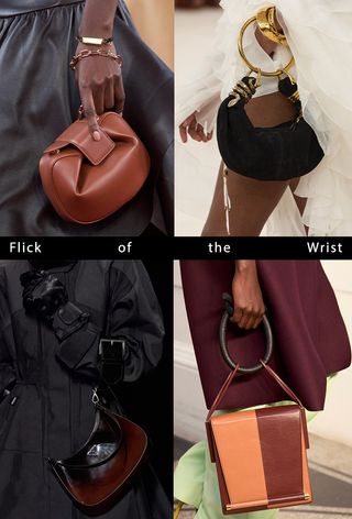 A collage showing some of the biggest fall bag trends for 2024.