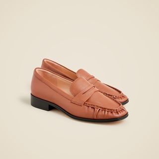 J.Crew, Maison Ruched Loafers in Snake-Embossed Italian Leather