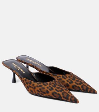 Barbara 55 Leopard-Print Grosgrain Mules