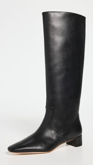 Black Low Heel Knee-High Boots