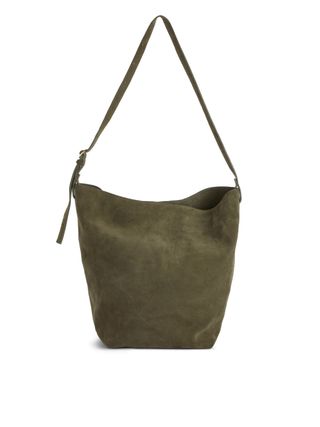 Suede Tote Bag - Khaki Green - Arket Gb