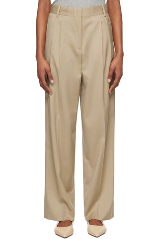 Róhe, Beige Pleated Trousers