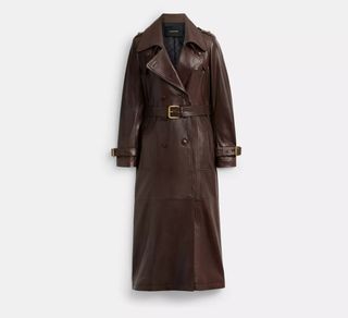 Brown Heritage C Double Breasted Leather Trench