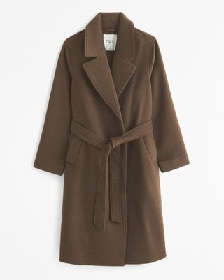 abercrombie & Fitch, Double-Cloth Belted Wool-Blend Coat