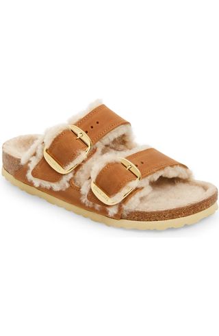 Arizona Big Buckle Genuine Shearling Lined Sandal