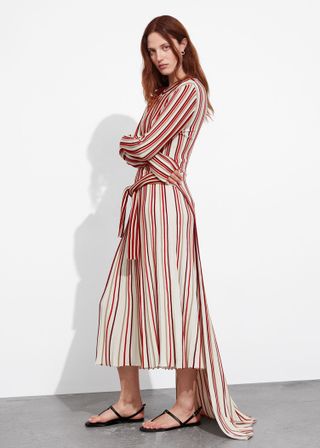 & Other Stories, Stripe Long Sleeve Midi Sweater Dress