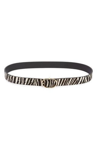 Hallie Zebra Stripe Genuine Calf Hair & Leather Belt