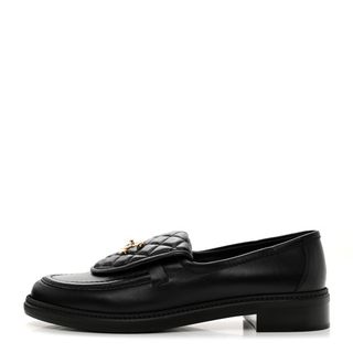 Chanel Lambskin Quilted Cc Turnlock Loafers 41 Black