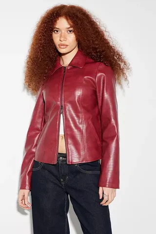 Silence + Noise Faux Leather Fitted Jacket