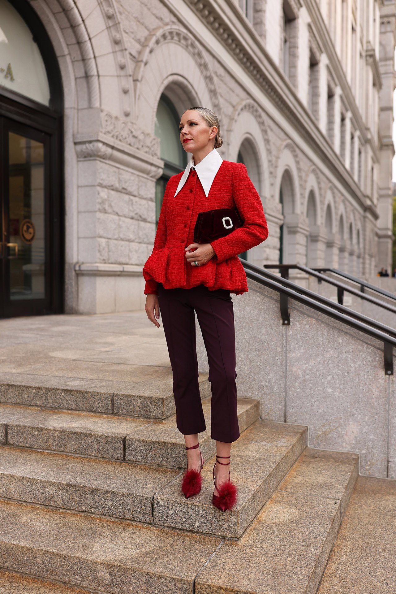 a burgundy fall outfit