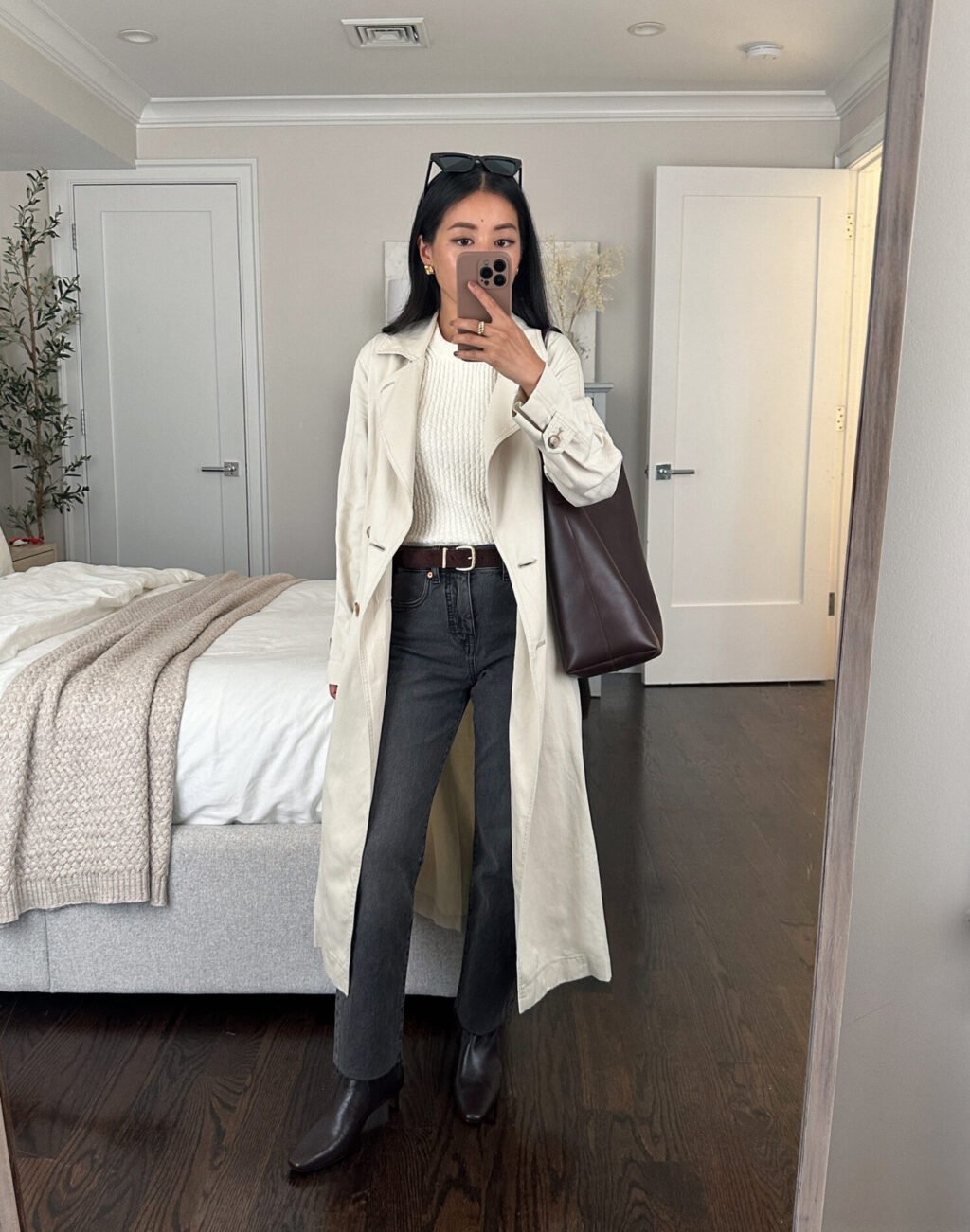 madewell trench coat madewell jeans madewell boots