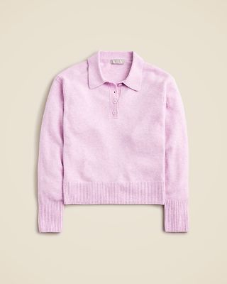 Long-Sleeve Sweater-Polo in Supersoft Yarn