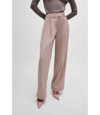 Naomi X Boss Regular-Fit Trousers in Natural-Stretch Wool