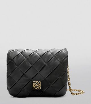 Womens Loewe Black Goya Pleated Puffer Shoulder Bag | Harrods Uk