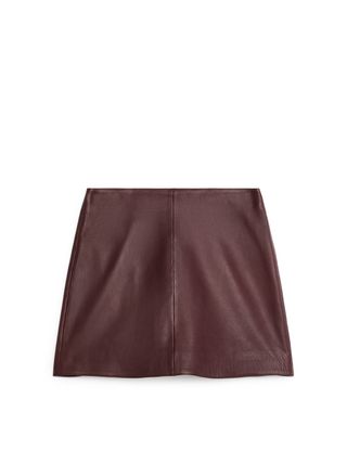 Mini Leather Skirt - Dark Red - Arket Gb