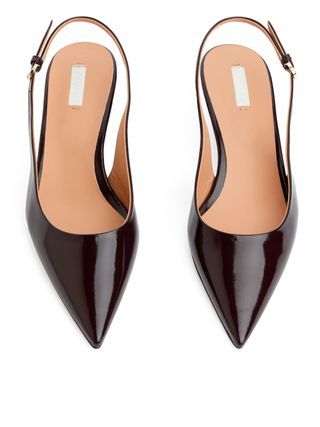 Slingback Leather Pumps - Burgundy - Arket Gb