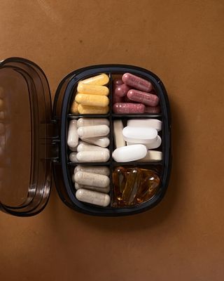 Supplements in pill box