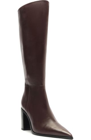 Mikki Up Block Pointed Toe Knee High Boot