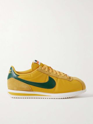 Cortez Leather and Suede-Trimmed Shell Sneakers in yellow