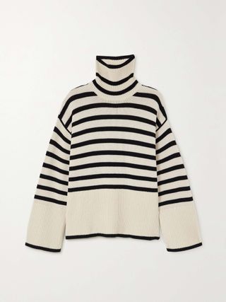 Striped Wool-Blend Turtleneck Sweater