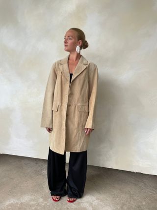 Vintage Beige Suede Jacket - Fading | Uk8-12