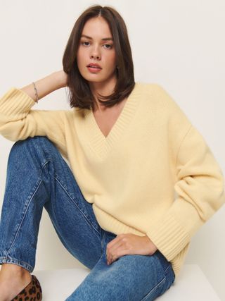 Jadey Cashmere Oversized V-Neck Sweater