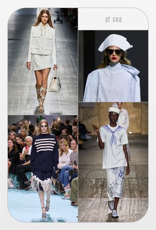 a collage of runway imagery from the spring 2025 shows in Milan