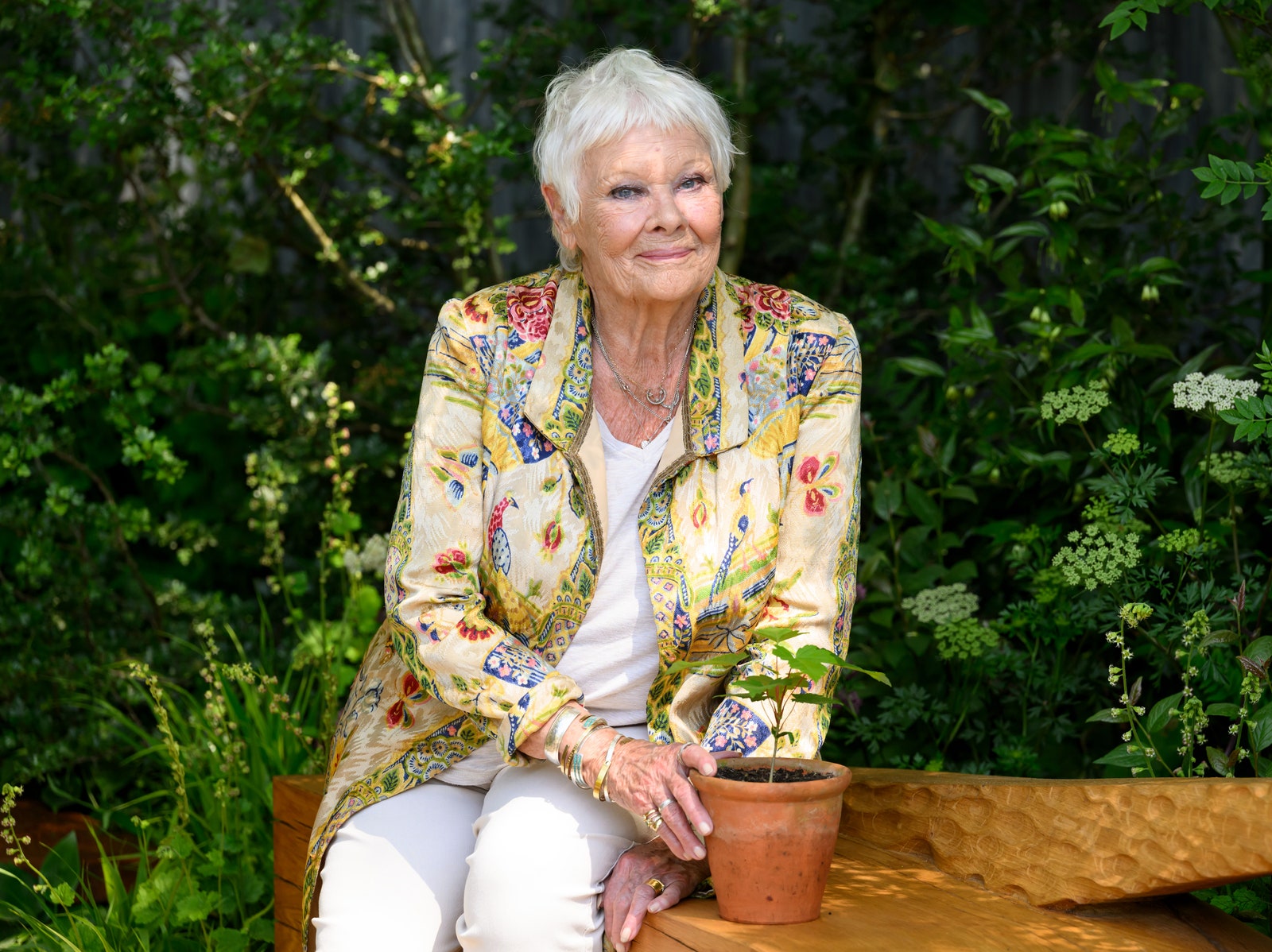 Image may contain Judi Dench Person Senior Citizen Sitting Adult Accessories Jewelry Necklace and Bracelet