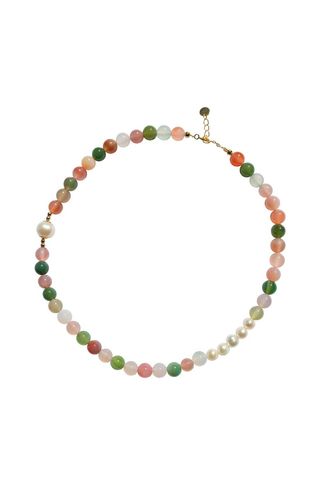 Summer Beaded Gemstone & Pearl Choker Necklace