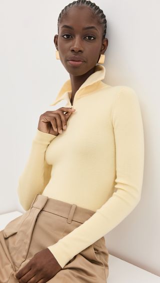 Half Zip High Neck Top